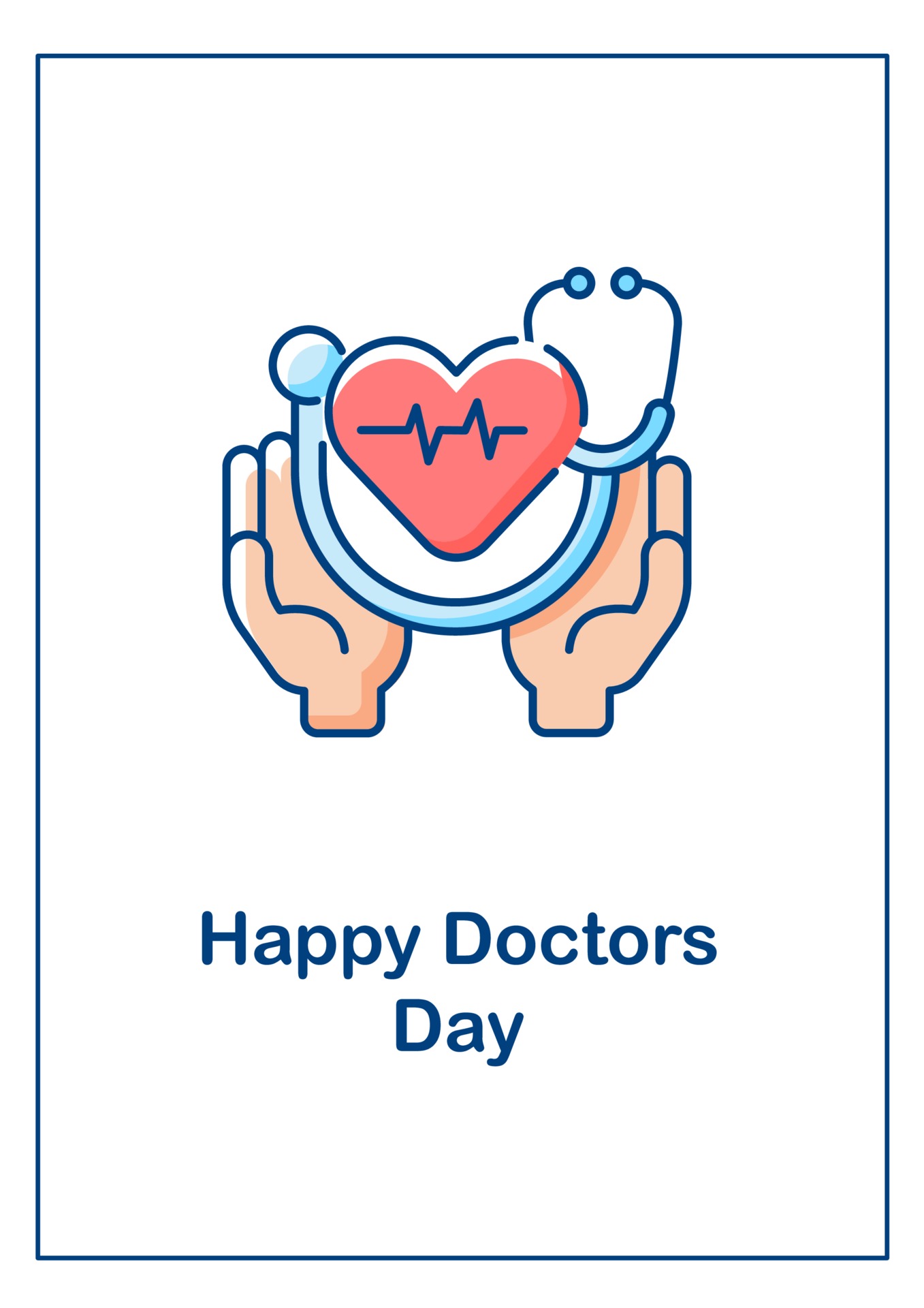 Happy doctors day greeting card with color icon element 3159548 Vector
