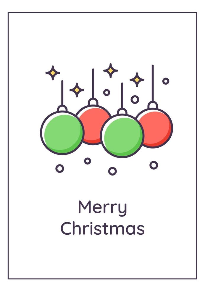 Merry Christmas greeting card with color icon element vector