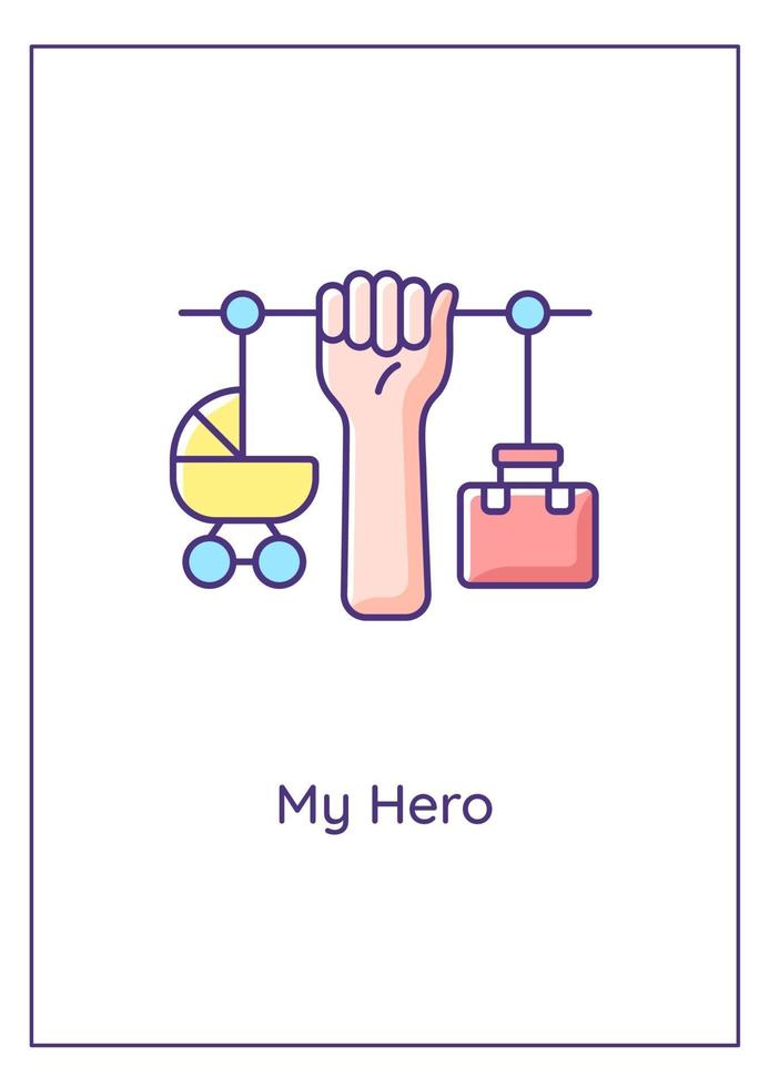 My parent is hero greeting card with color icon element vector