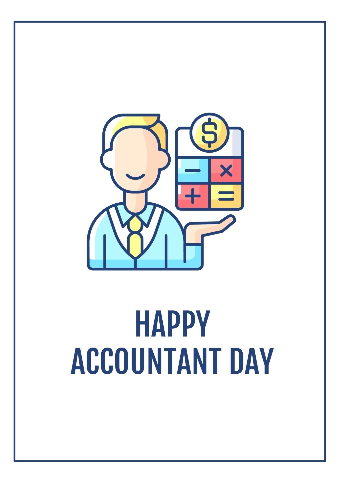 Happy accountant day greeting card with color icon element 3159564
