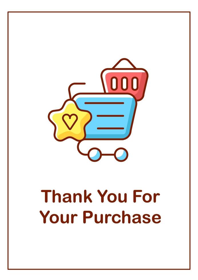 gracias por comprar una tarjeta de felicitación con elemento de icono de color vector