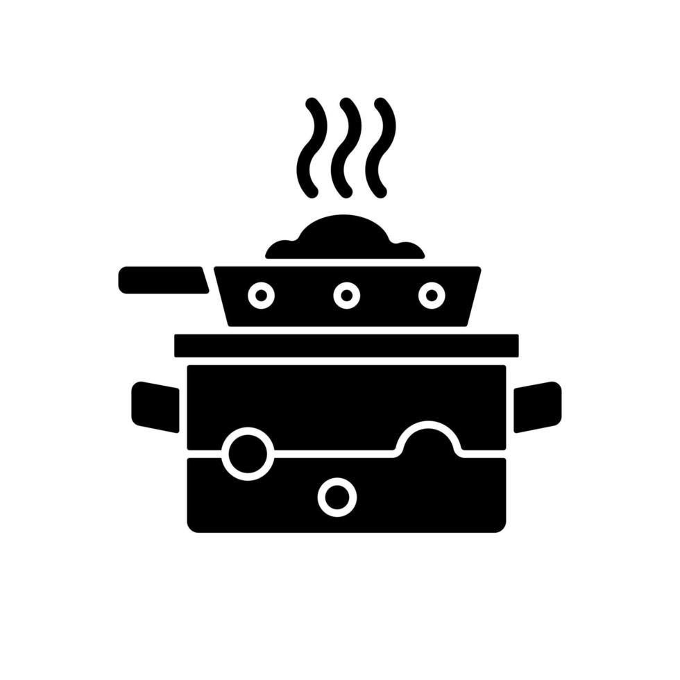 Steam for cooking black glyph icon vector