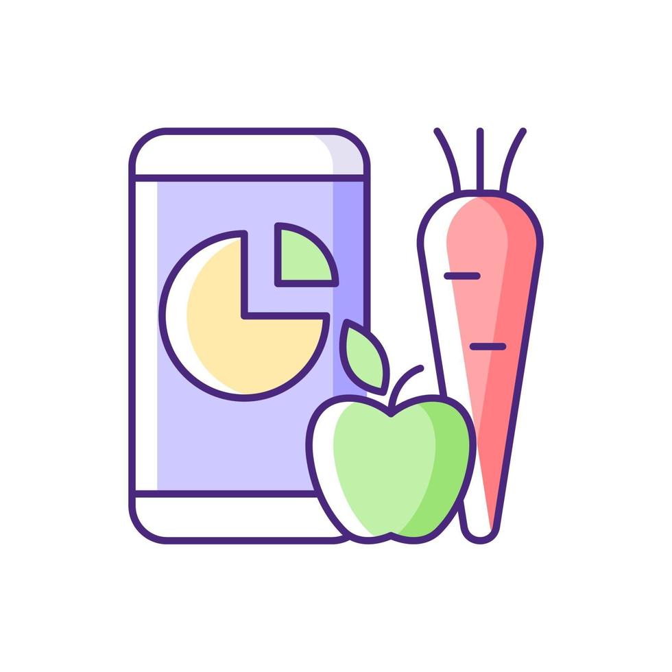 Online nutrition tracker RGB color icon. vector