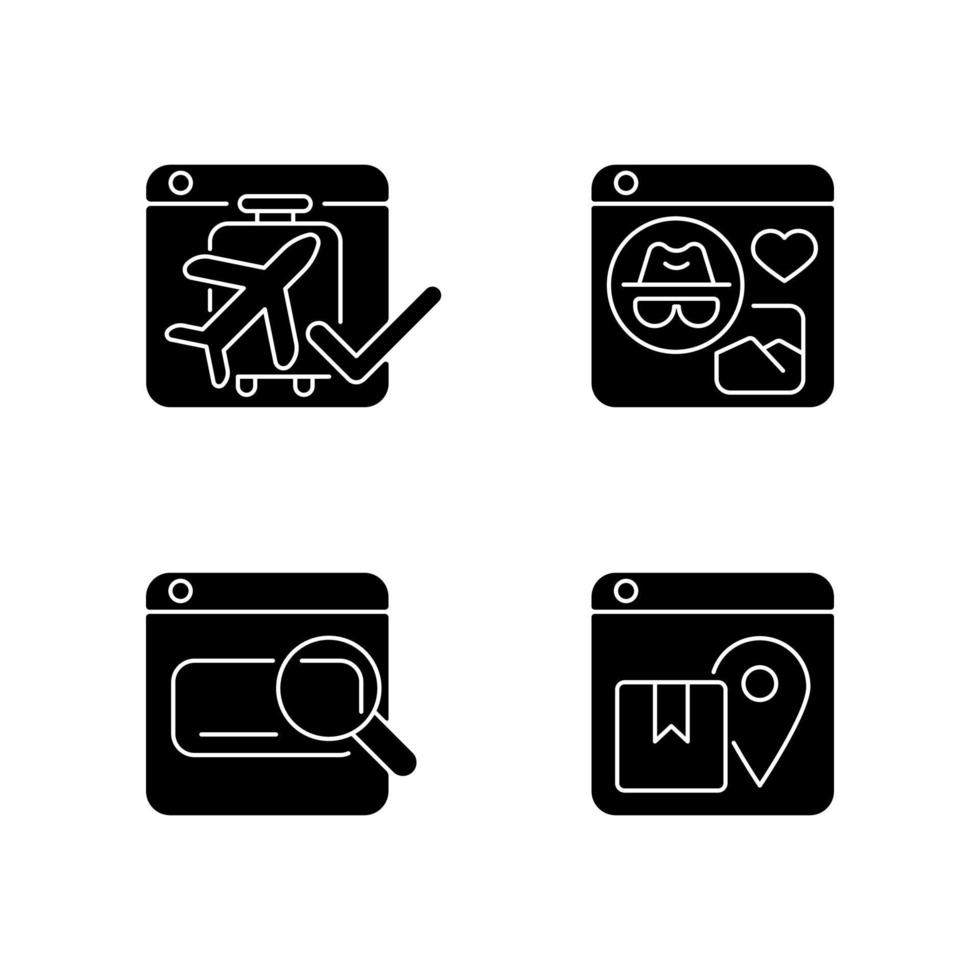 Engaging audience with content black glyph icons set on white space vector