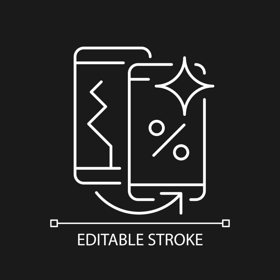 Old phone replacement white linear icon for dark theme vector