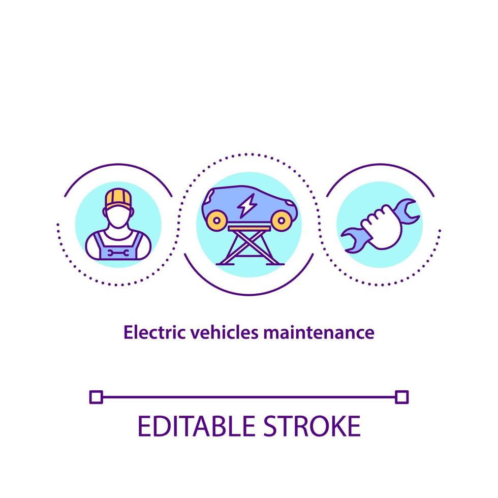 icono de concepto de mantenimiento de vehículos eléctricos. vector