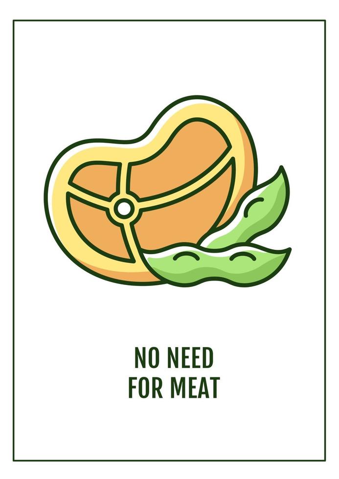 No need for meat greeting card with color icon element vector