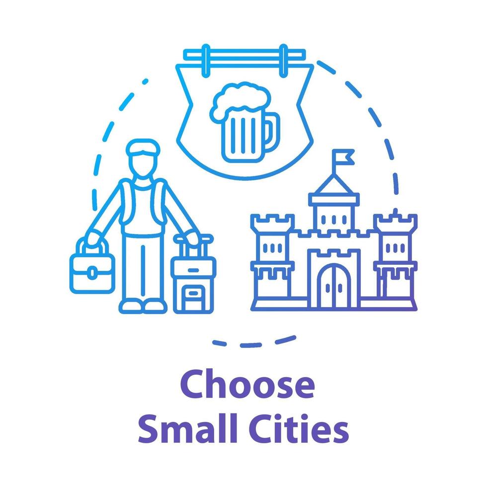 Elija el icono del concepto de ciudades pequeñas vector