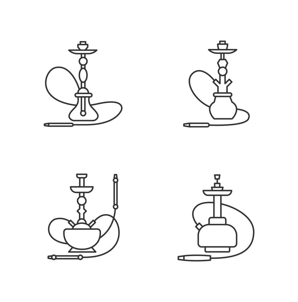 Hookah pixel perfect linear icons set vector