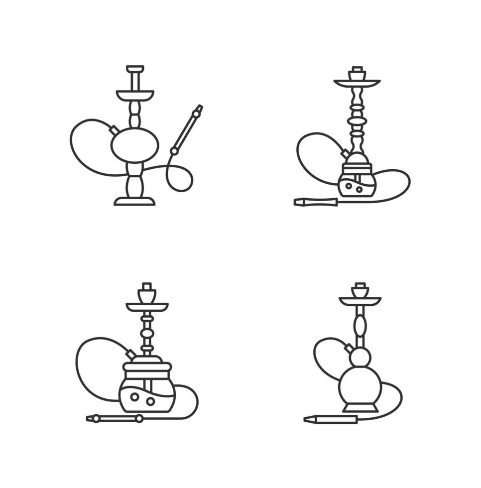 Hookah pixel perfect linear icons set vector