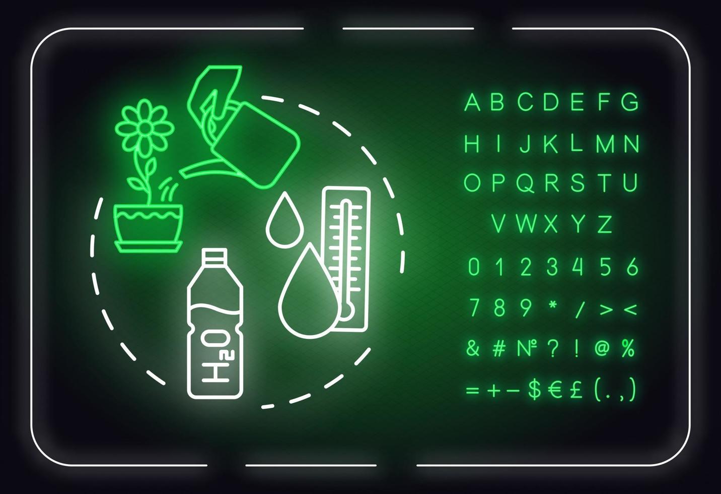 icono de concepto de luz de neón de temperatura ambiente de agua vector