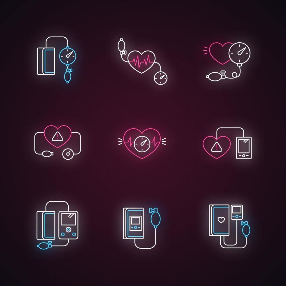 Early pregnancy symptom neon light icons set vector