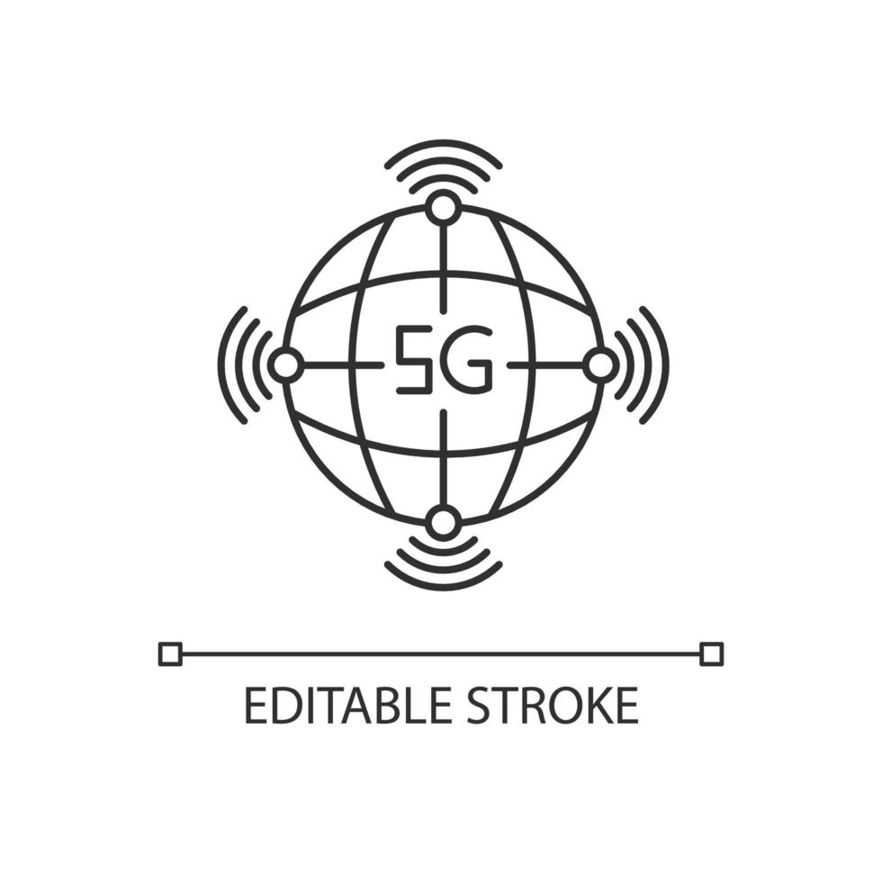 5g worldwide availability pixel perfect linear icon vector