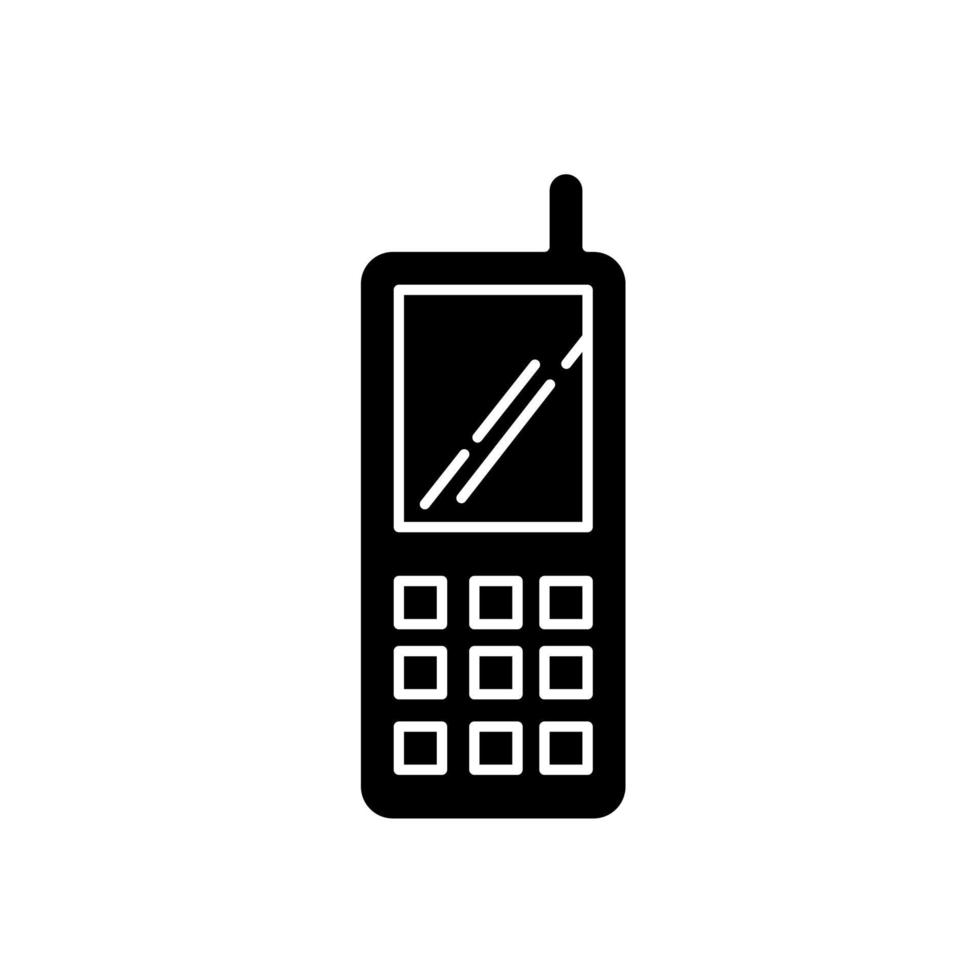 Portable cell phone black glyph icon vector