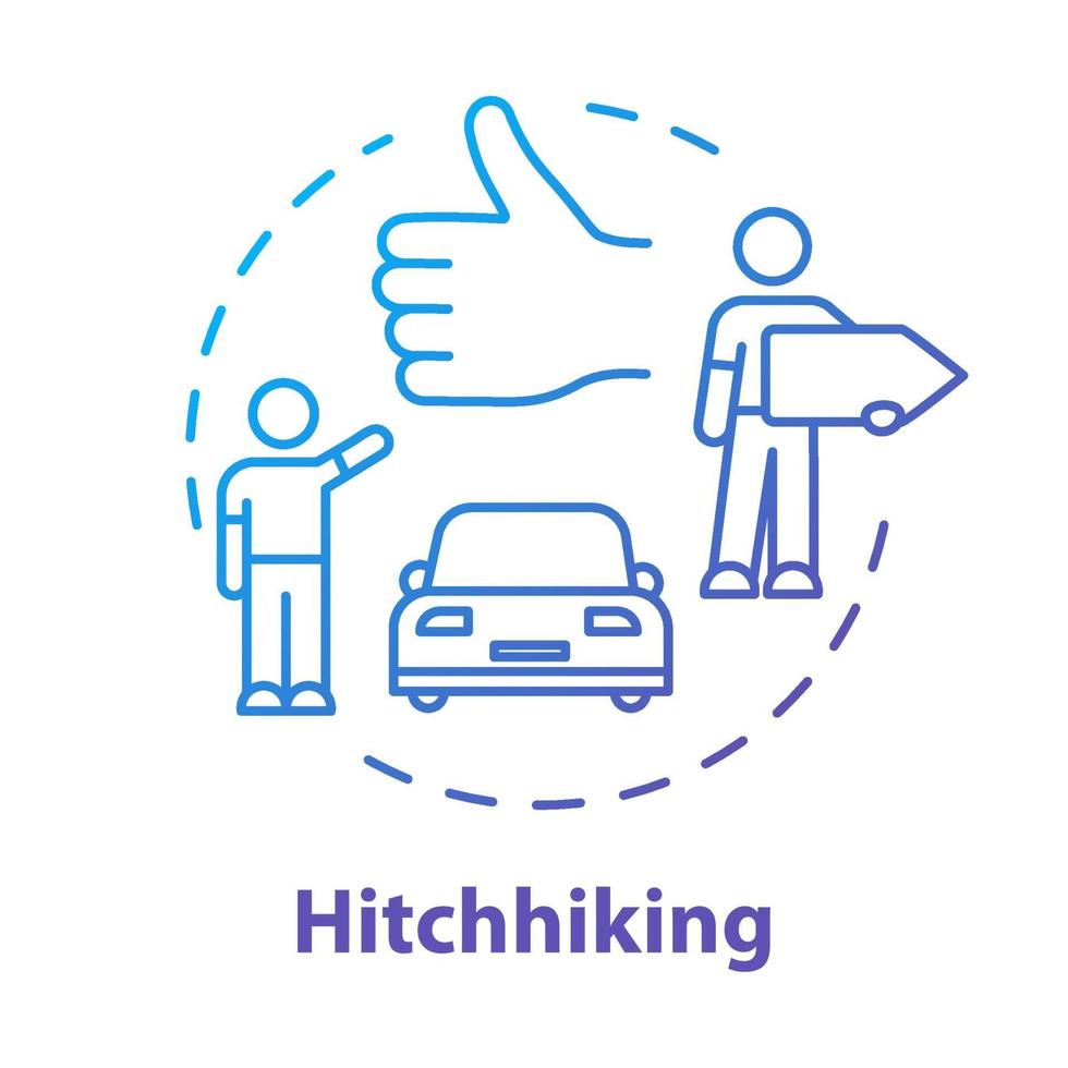 Hitchhiking concept icon vector