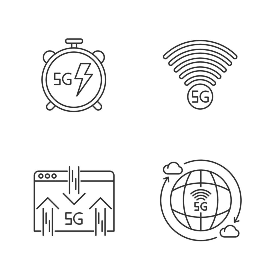 5G wireless technology pixel perfect linear icons set vector