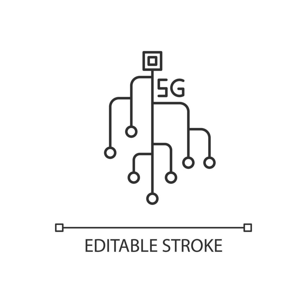 5G chip pixel perfect linear icon vector