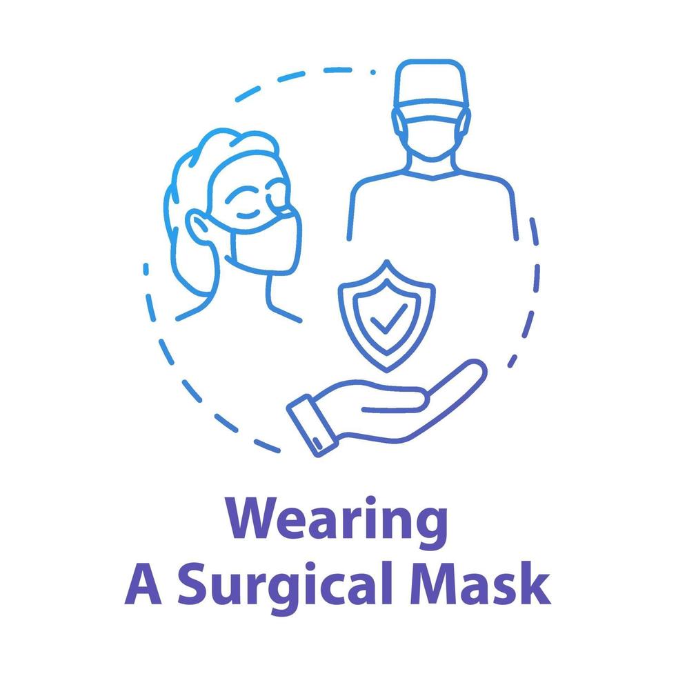 Wearing surgical mask concept icon vector