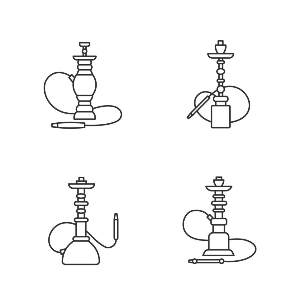Hookah pixel perfect linear icons set vector