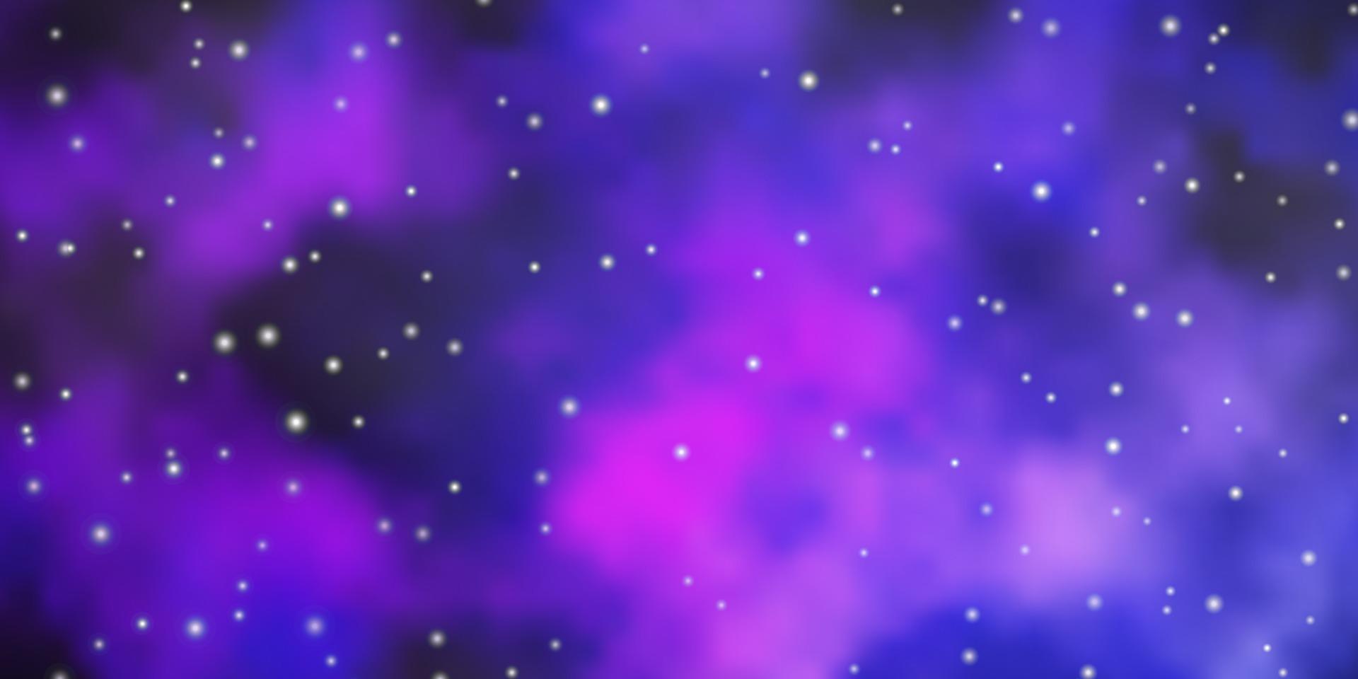 Dark Purple, Pink vector background with colorful stars.