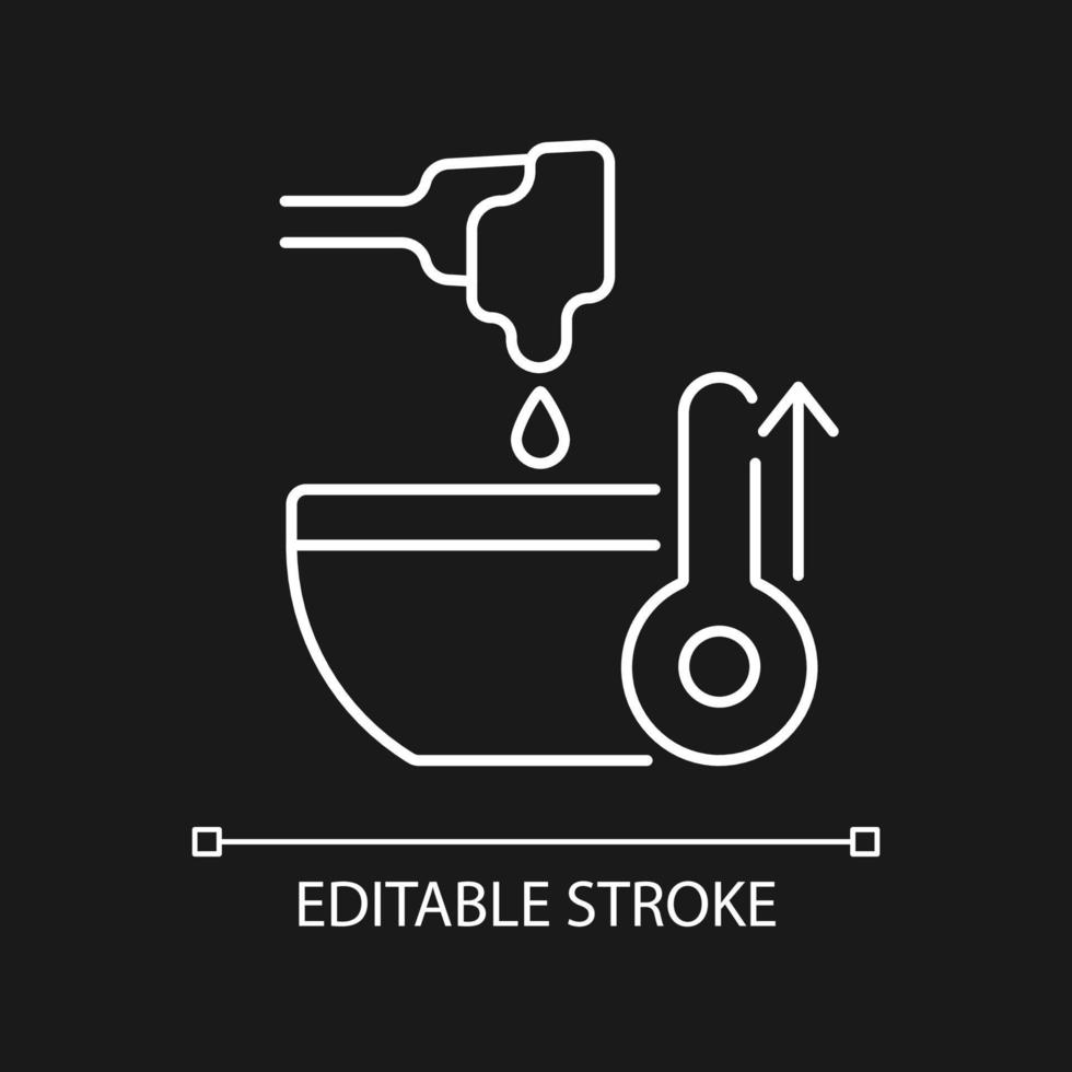 Melt cooking ingredient white linear icon for dark theme vector