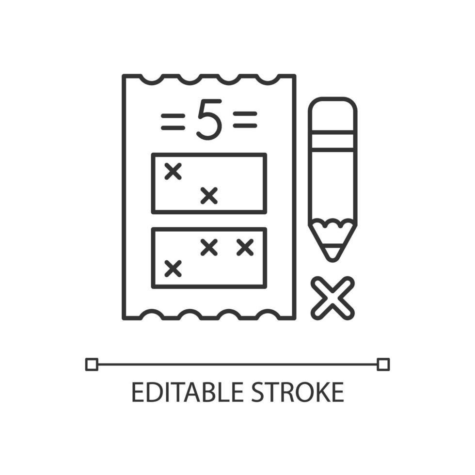 Five digit lottery game linear icon vector