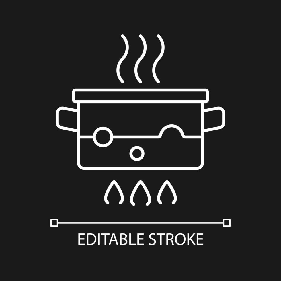 Boil for cooking white linear icon for dark theme vector