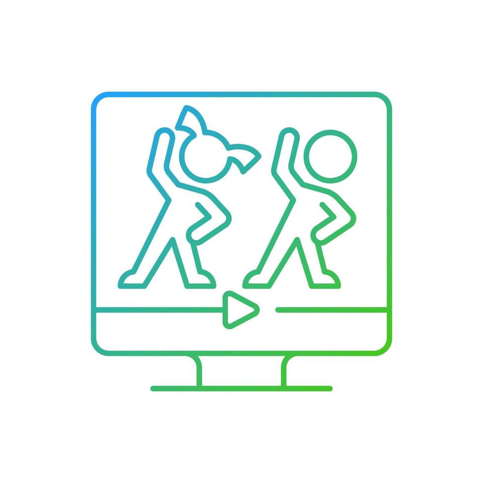 Online aerobic for kids gradient linear vector icon.