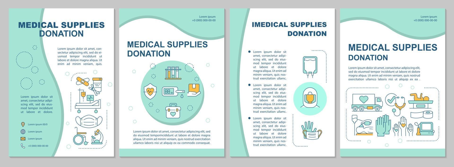 Medical and imedical supplies charity brochure template. vector