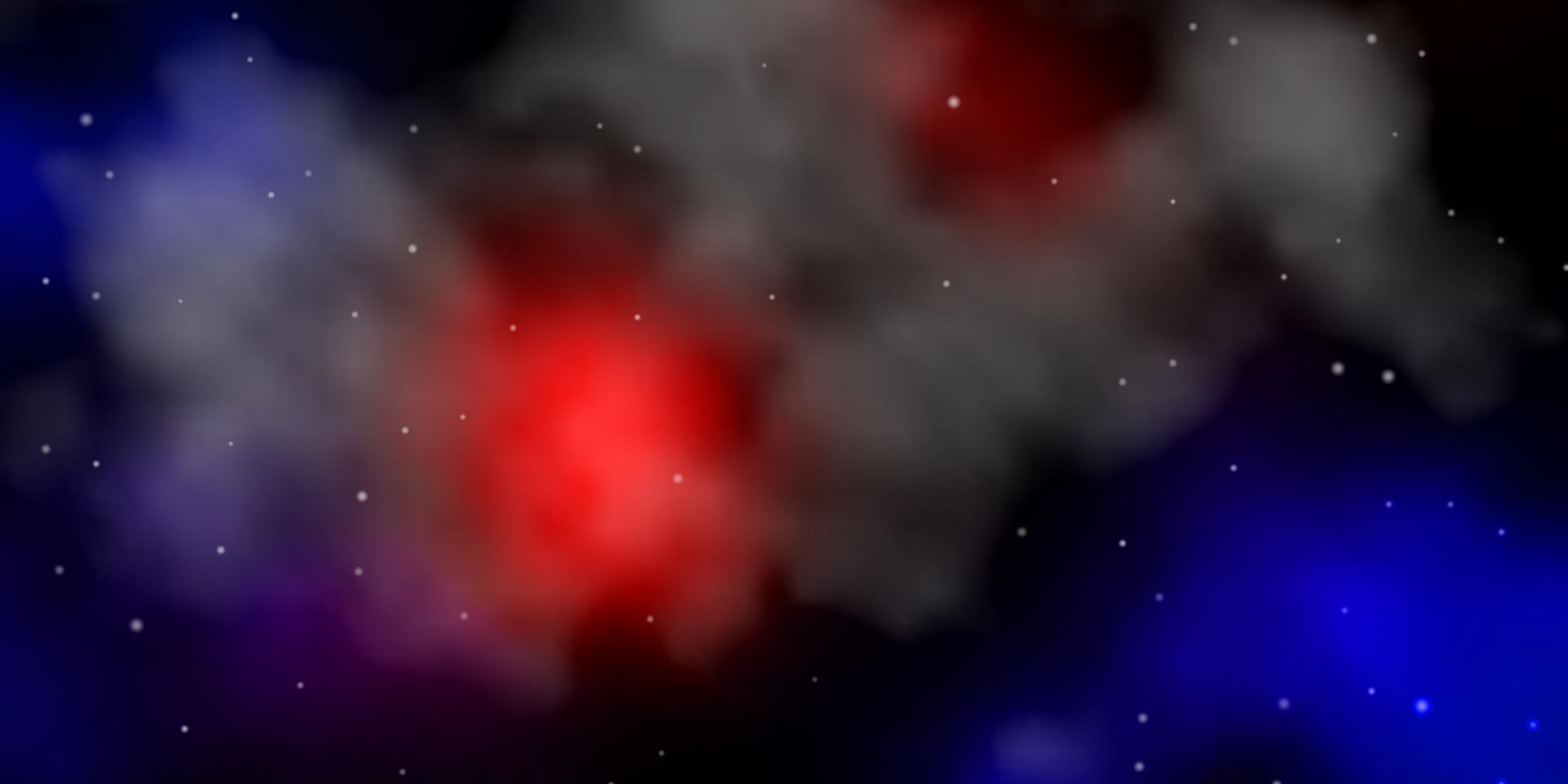 Fondo de vector rojo oscuro con estrellas pequeñas y grandes.