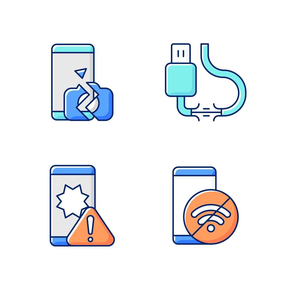 Repair related RGB color icons set vector