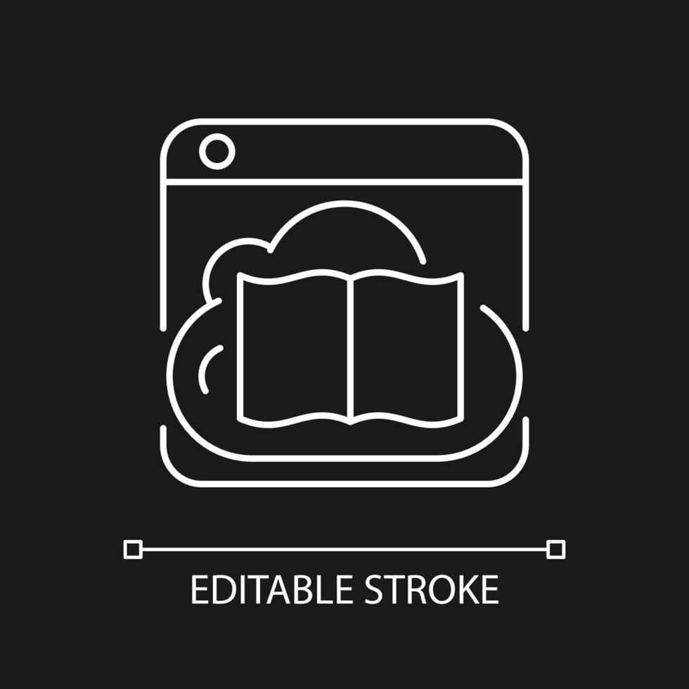 Online library white linear icon for dark theme vector