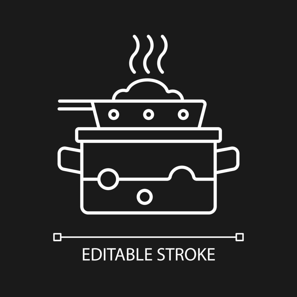Steam for cooking white linear icon for dark theme vector