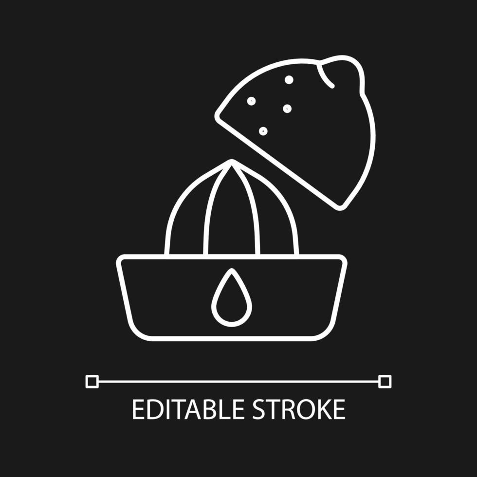 Squeeze lemon white linear icon for dark theme vector