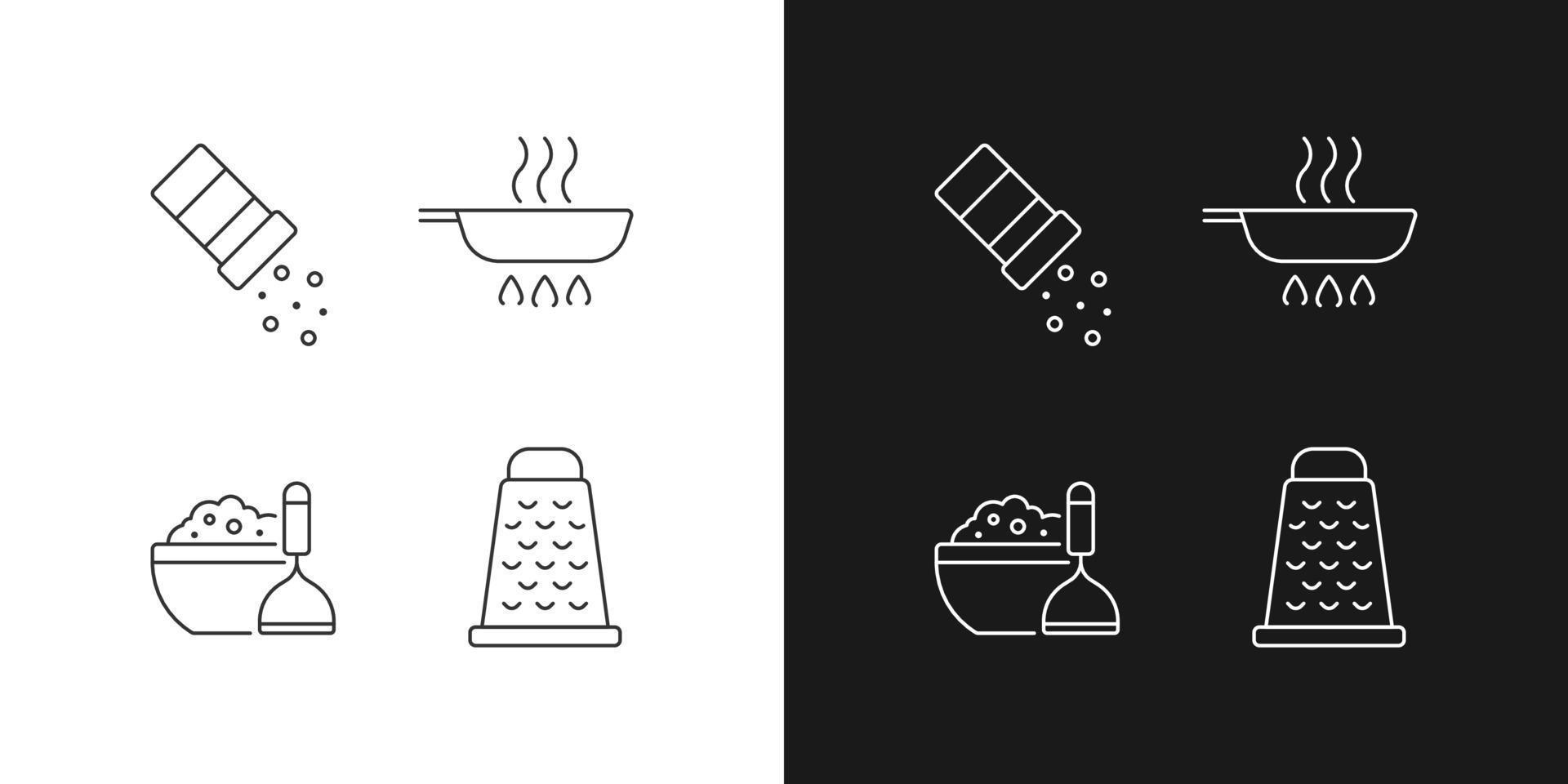 Home cooking linear icons set for dark and light mode vector