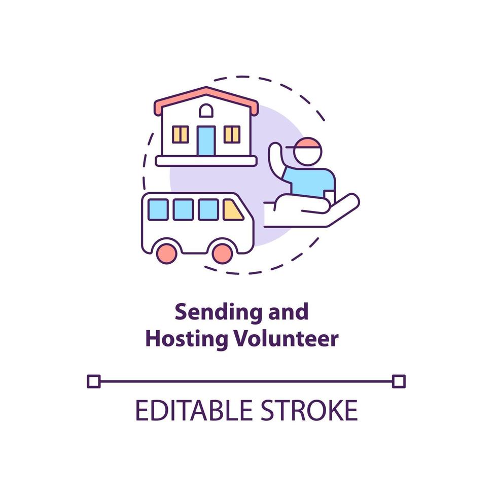 Sending and hosting volunteer organisations concept icon. vector
