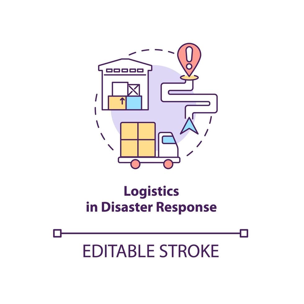 Logistics in disaster response concept icon. vector