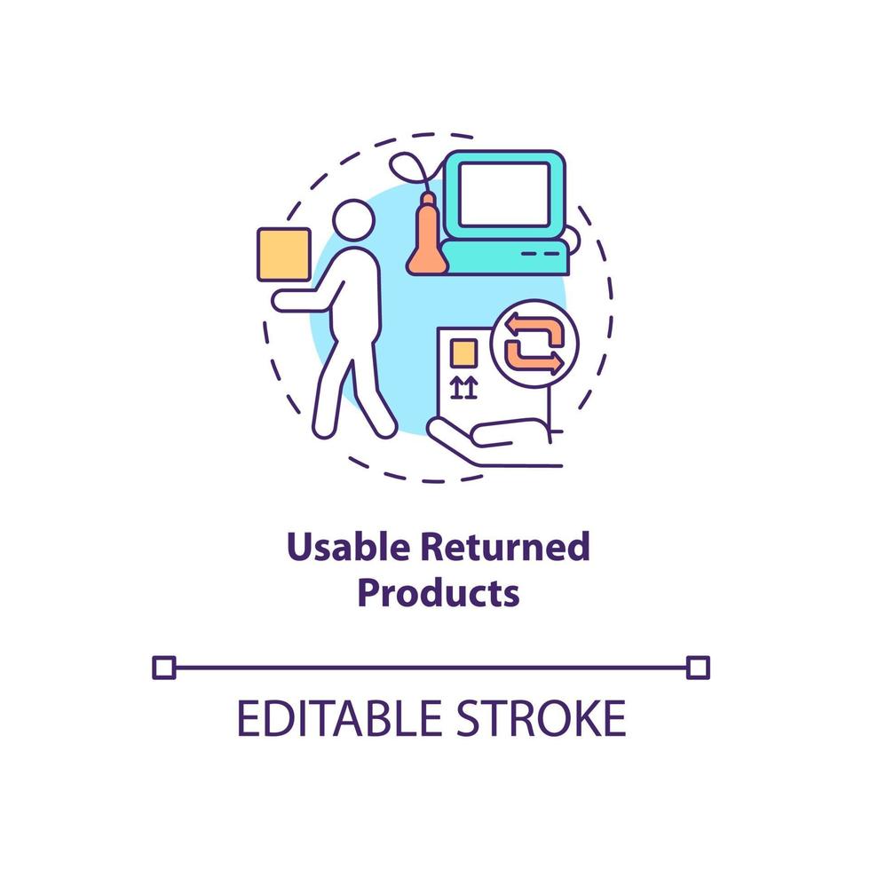 productos devueltos utilizables en el icono del concepto de la industria médica. vector