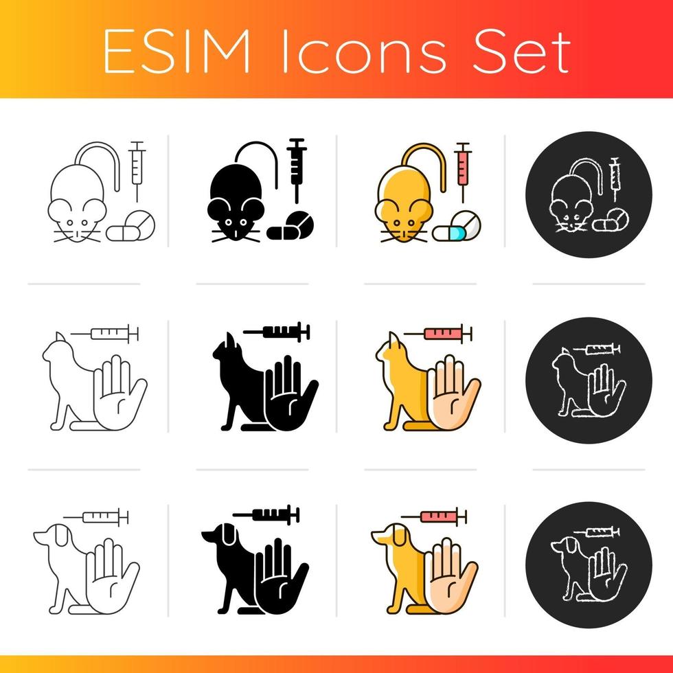 Stop animal testing icons set vector