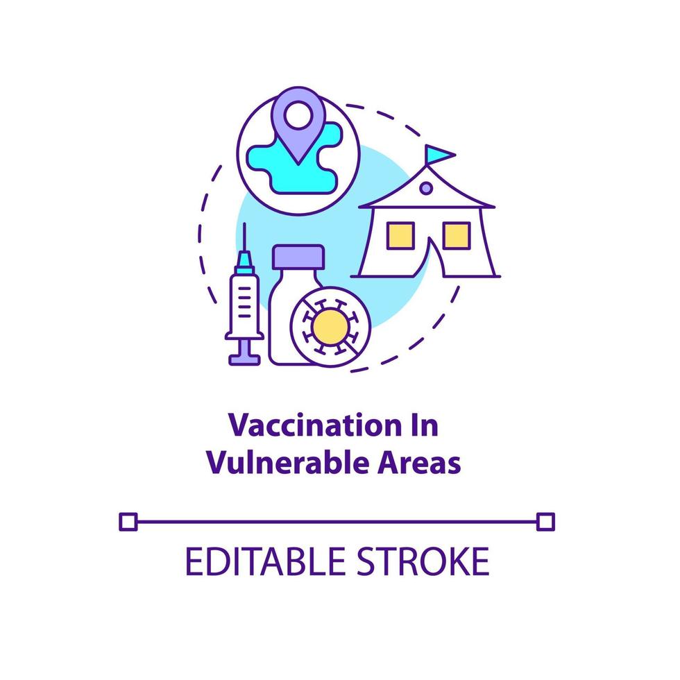 Vaccination in vulnerable areas concept icon. vector