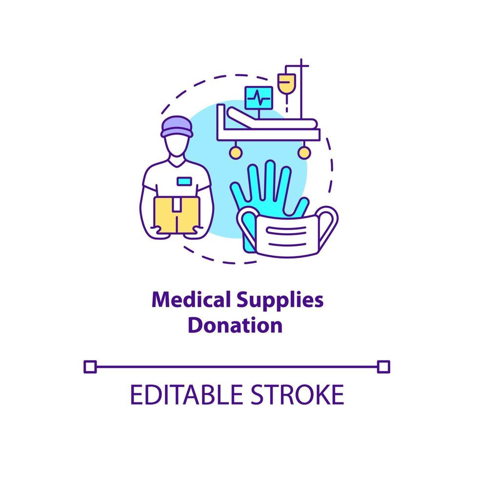 Medical supplies donation concept icon. vector
