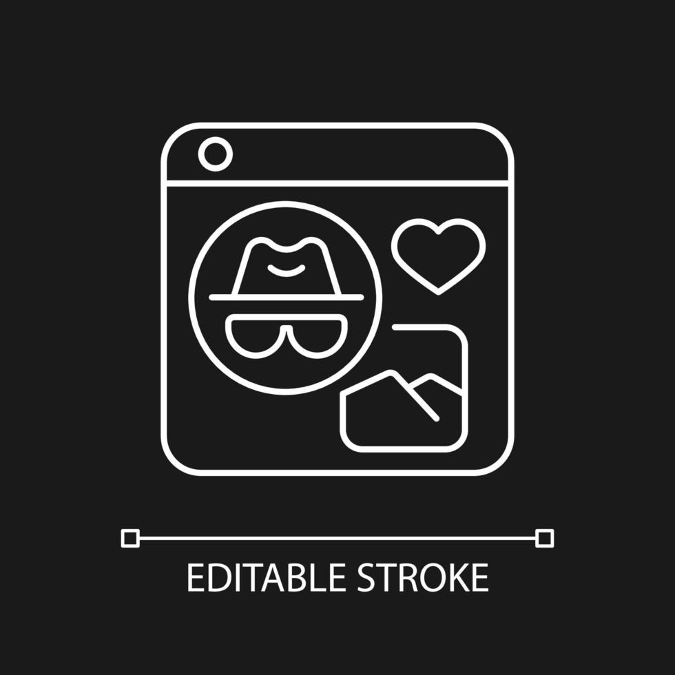 Anonymous social media white linear icon for dark theme vector