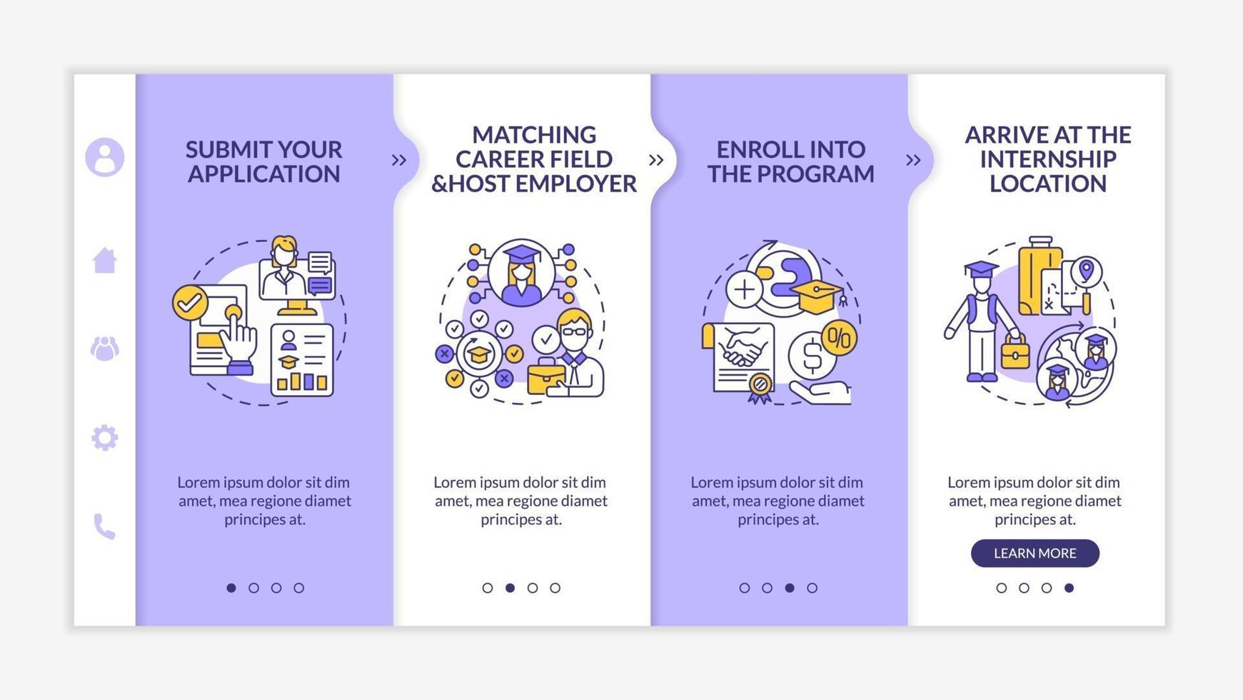 International internship procedure onboarding vector template