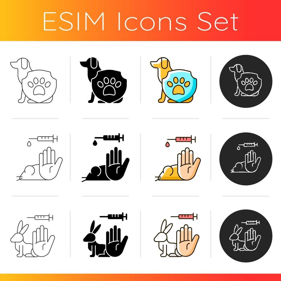 No animal cruelty icons set vector