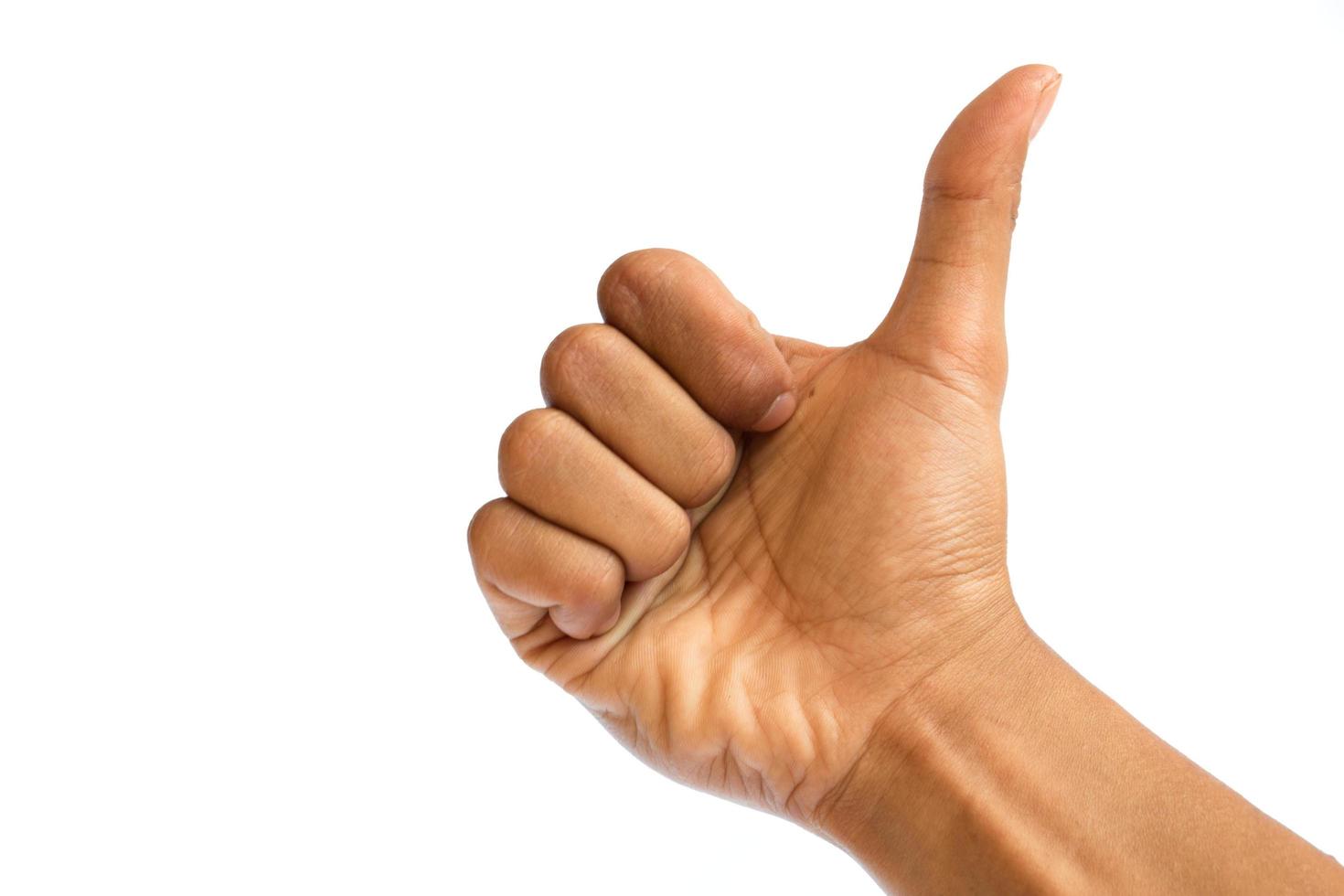 Man's hand isolated on a white background photo