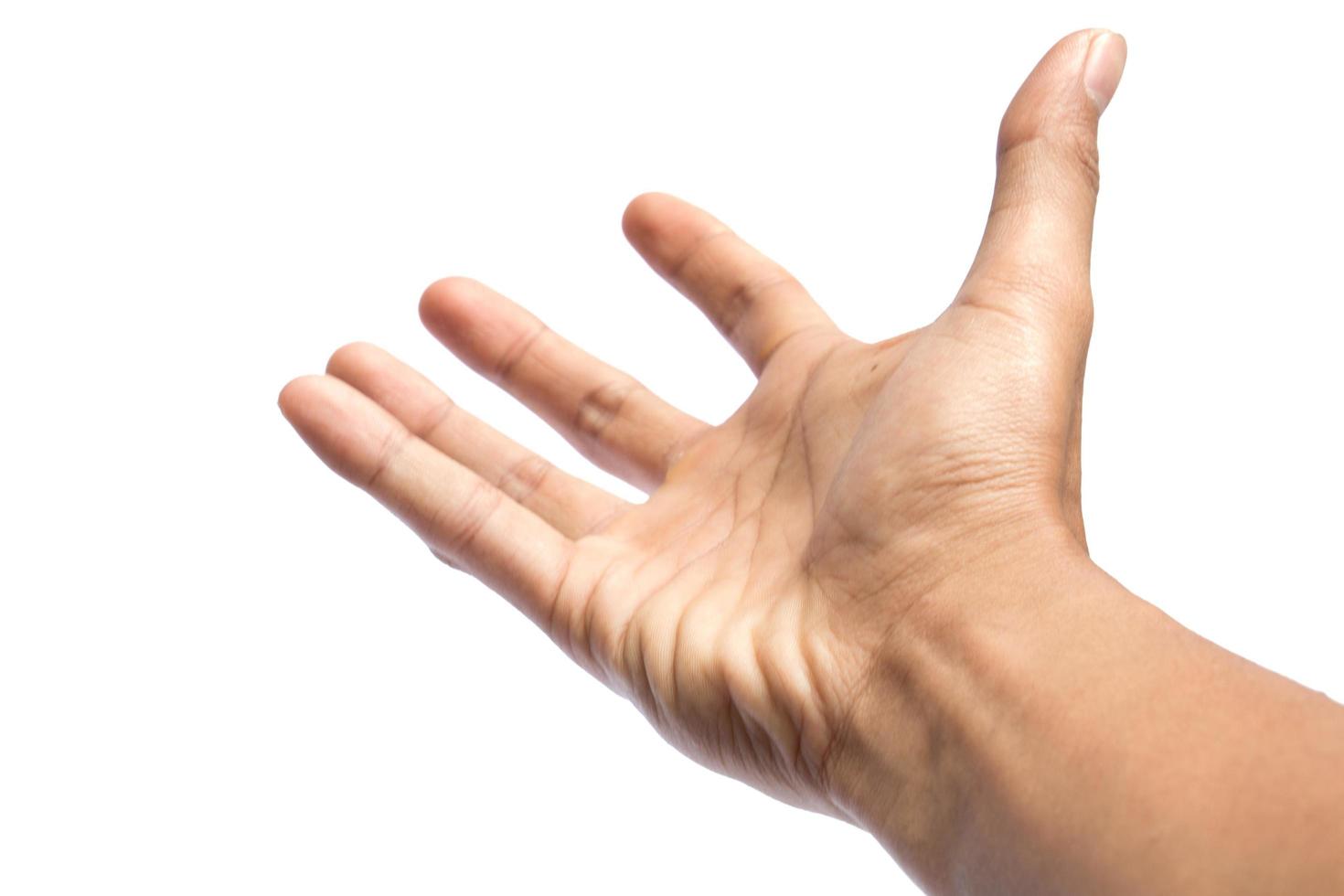 Man's hand isolated on a white background photo