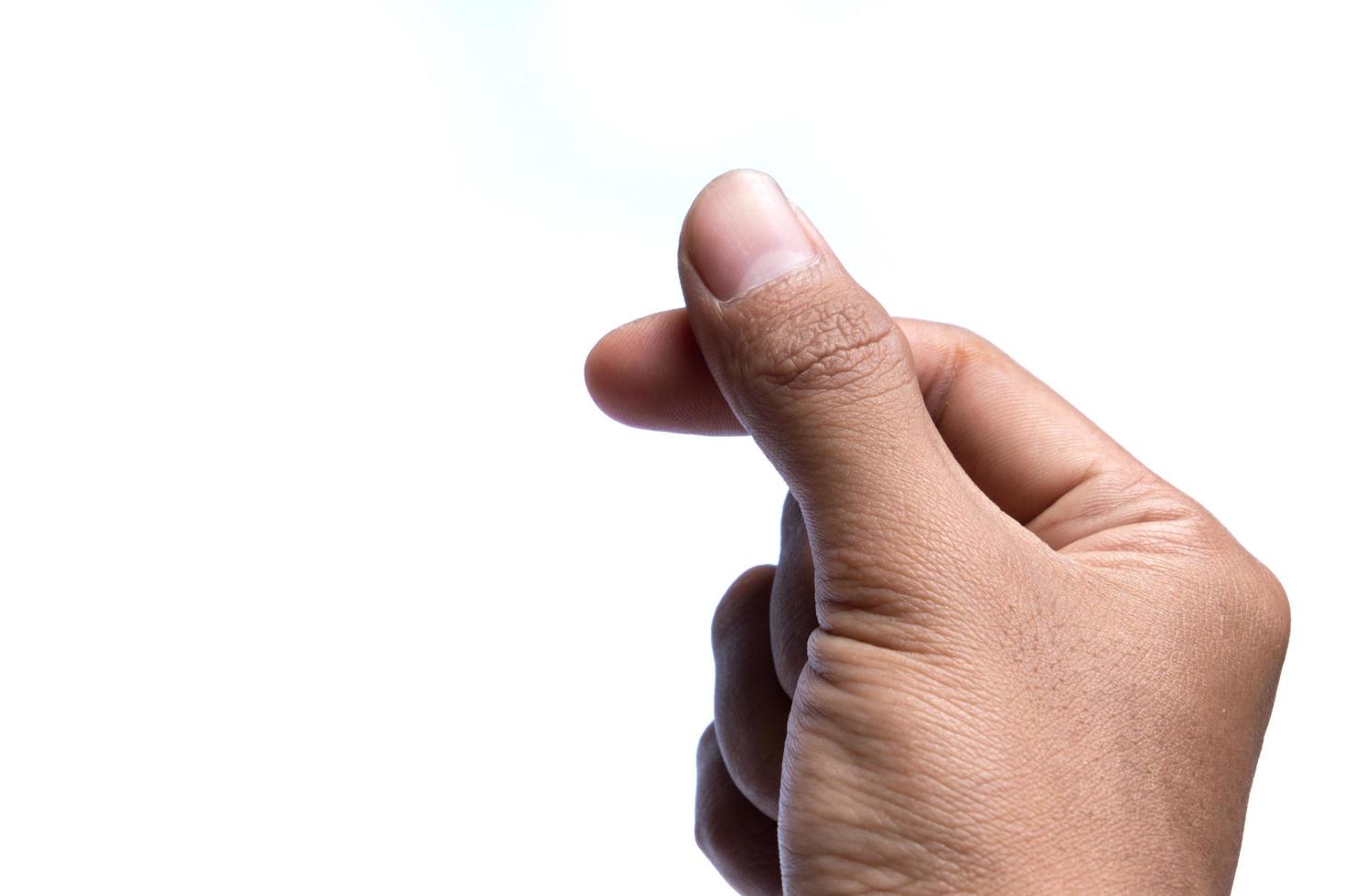 mano del hombre aislado sobre un fondo blanco foto