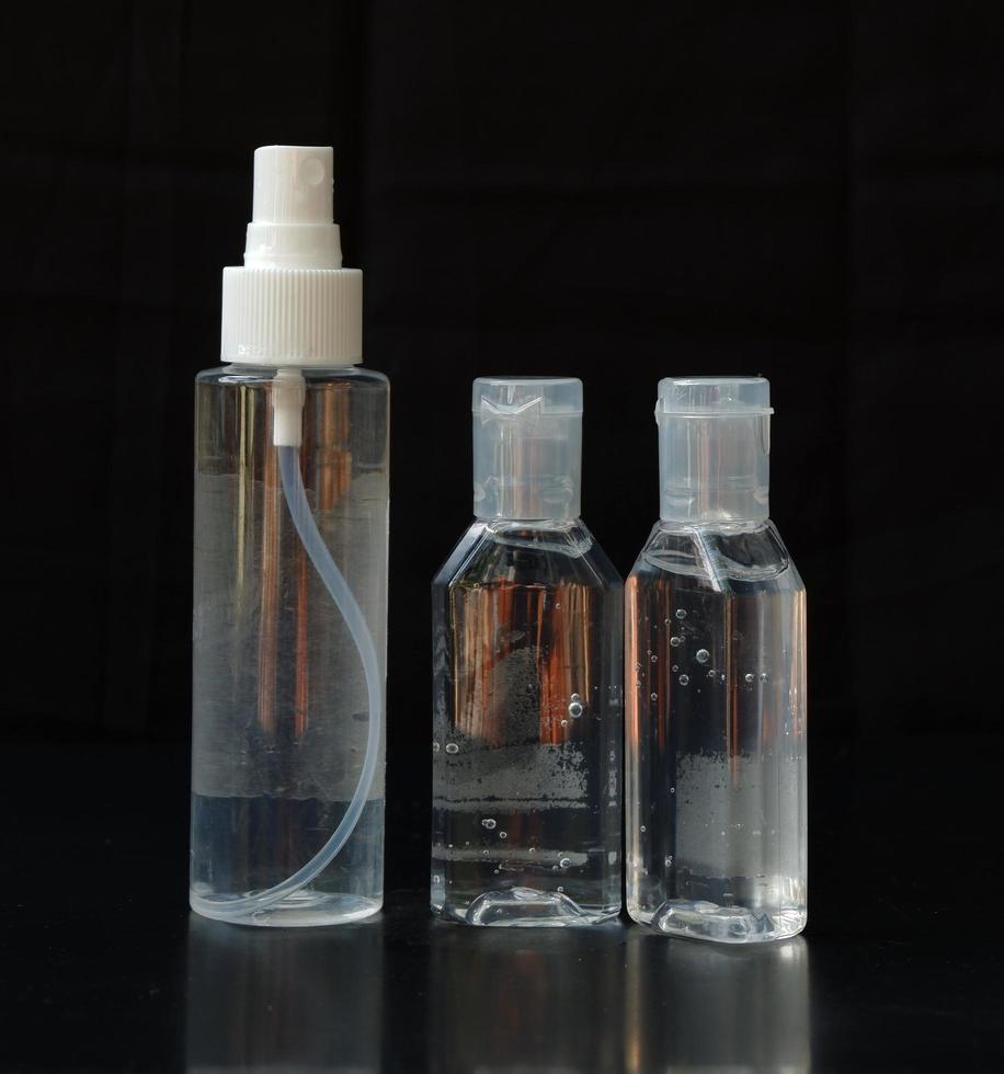 Hand sanitizer isolated on a black background photo