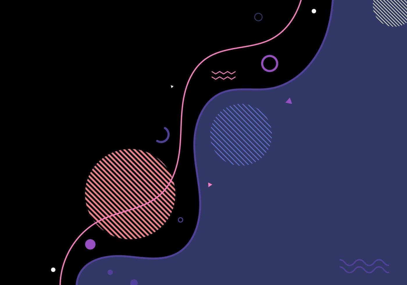 Abstract wave lines with geometric elements design black background vector