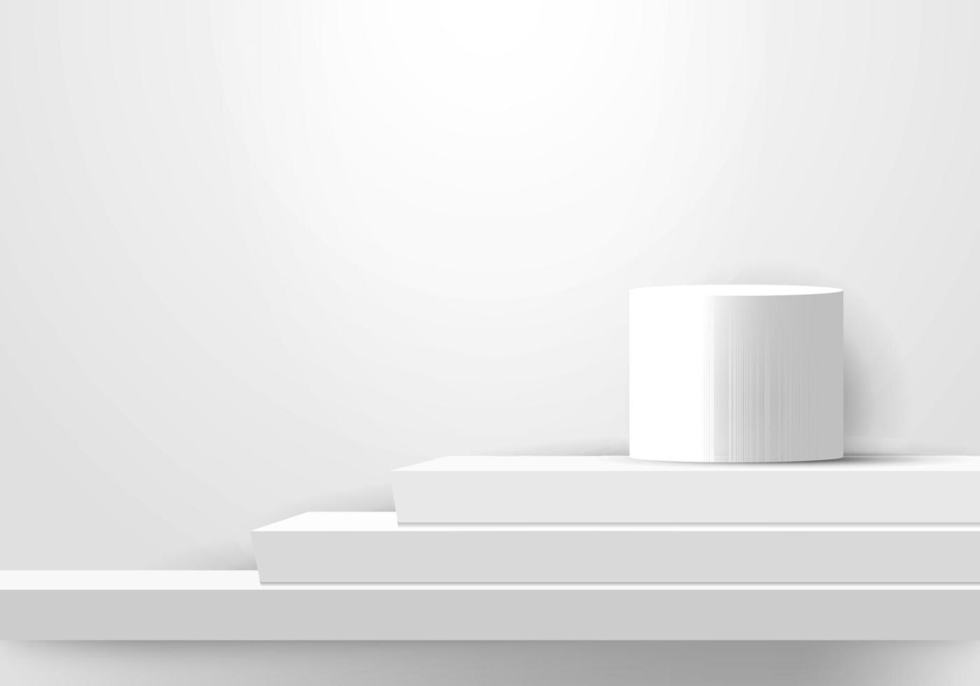 Escaleras de pasos de podios geométricos de color blanco realista de pantalla 3d vector